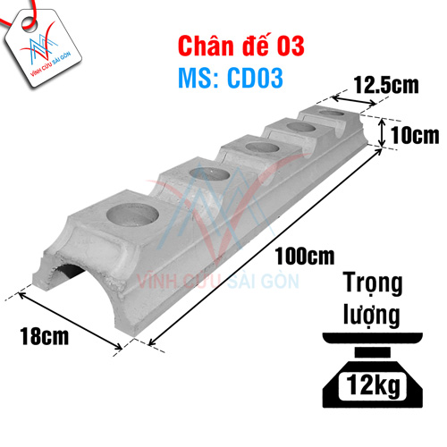 Kích thước của Chân đế 03 (Mã CD03). Kích thước của Chân đế 03 (Mã CD03).