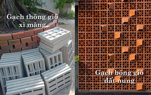 Gạch bông gió đất nung và gạch thông gió bê tông
