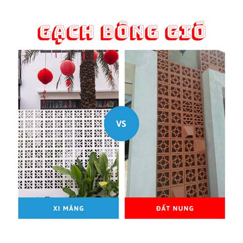 So sánh gạch bông gió xi măng và gạch bông gió đất nung So sánh gạch bông gió xi măng và gạch bông gió đất nung